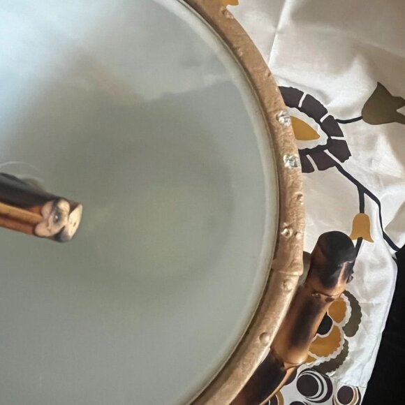 Vintage MCM Faux Ostrich Ice Bucket With Bamboo Handle & Lid READ - Picture 7 of 11